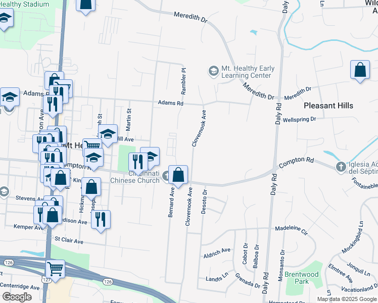 map of restaurants, bars, coffee shops, grocery stores, and more near 7820 Affinity Place in Cincinnati