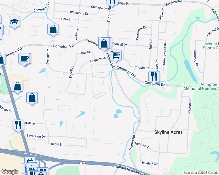 map of restaurants, bars, coffee shops, grocery stores, and more near 9048 Brookside Drive in Groesbeck