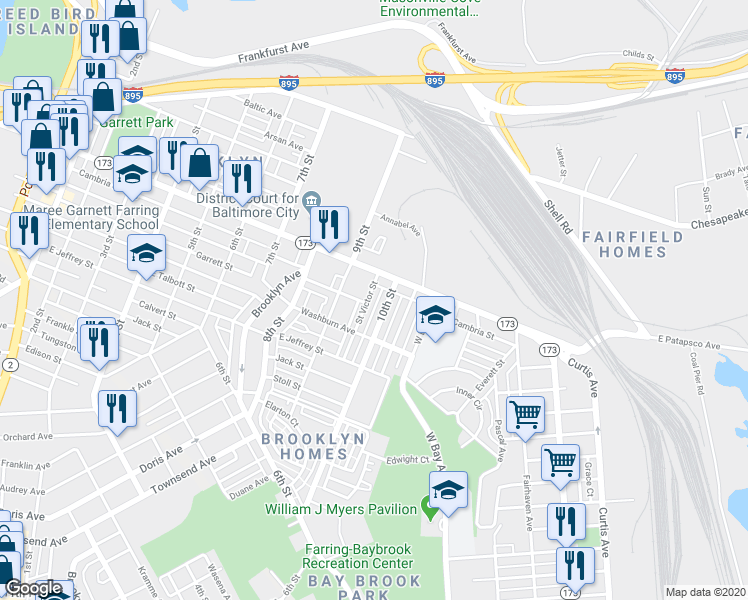map of restaurants, bars, coffee shops, grocery stores, and more near 3621 Saint Victor Street in Baltimore
