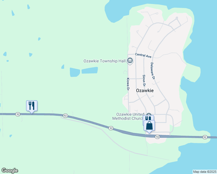 map of restaurants, bars, coffee shops, grocery stores, and more near 436 Kiowa in Ozawkie