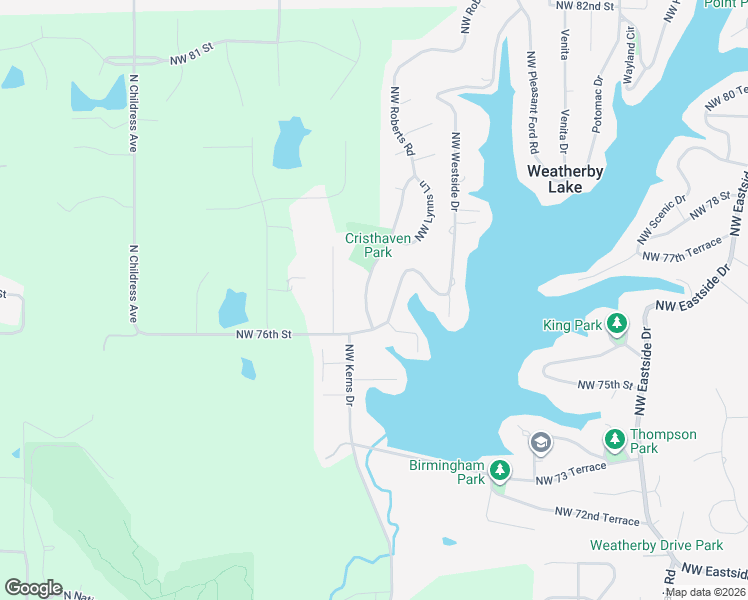 map of restaurants, bars, coffee shops, grocery stores, and more near 7606 Northwest Westside Drive in Weatherby Lake
