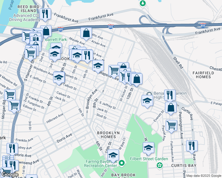 map of restaurants, bars, coffee shops, grocery stores, and more near 827 Pontiac Avenue in Baltimore