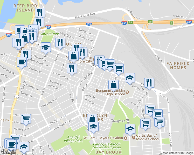 map of restaurants, bars, coffee shops, grocery stores, and more near 823 Pontiac Avenue in Baltimore
