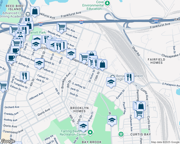 map of restaurants, bars, coffee shops, grocery stores, and more near 910 Pontiac Ave in Baltimore