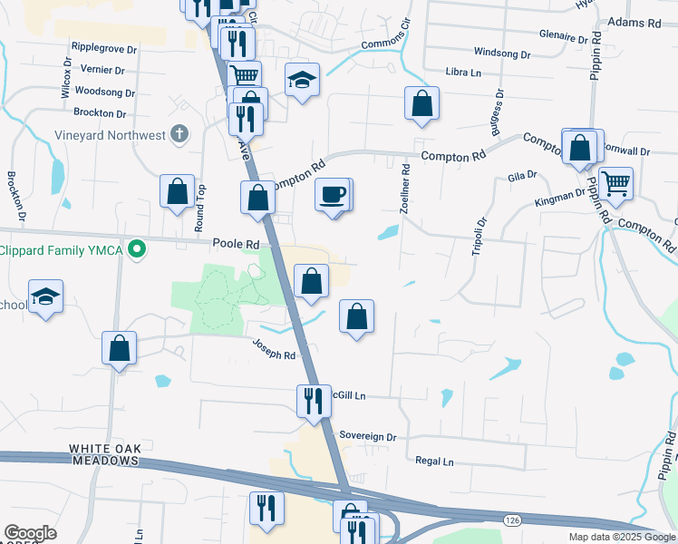 map of restaurants, bars, coffee shops, grocery stores, and more near 8944 Colerain Avenue in Cincinnati