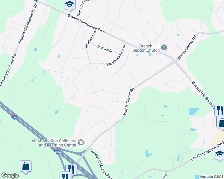 map of restaurants, bars, coffee shops, grocery stores, and more near 611 Woodsway Drive in Loveland