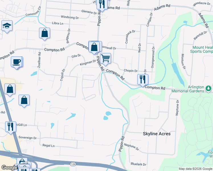 map of restaurants, bars, coffee shops, grocery stores, and more near 9048 Brookside Drive in Groesbeck