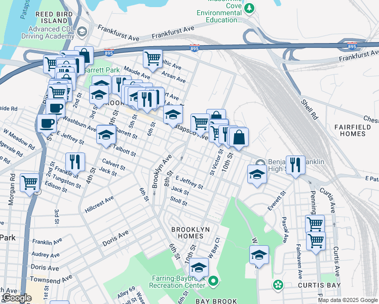 map of restaurants, bars, coffee shops, grocery stores, and more near 809 Pontiac Avenue in Baltimore