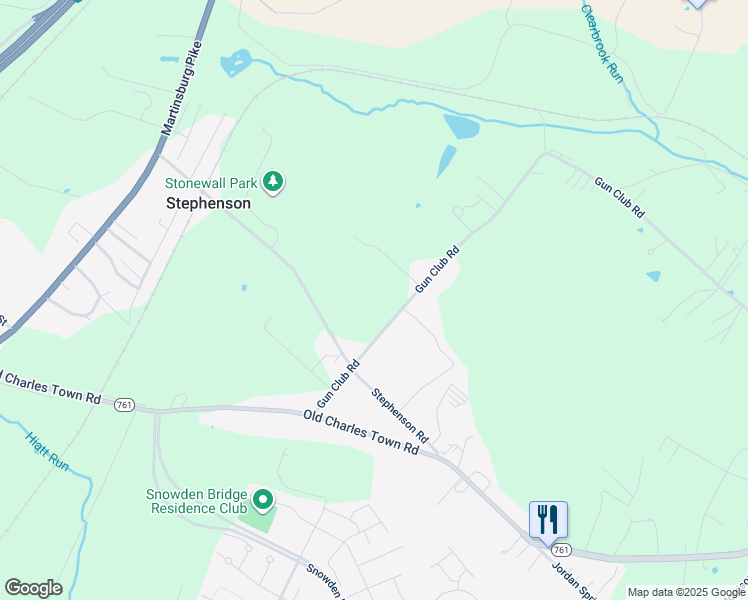 map of restaurants, bars, coffee shops, grocery stores, and more near Gun Club Road in Frederick County