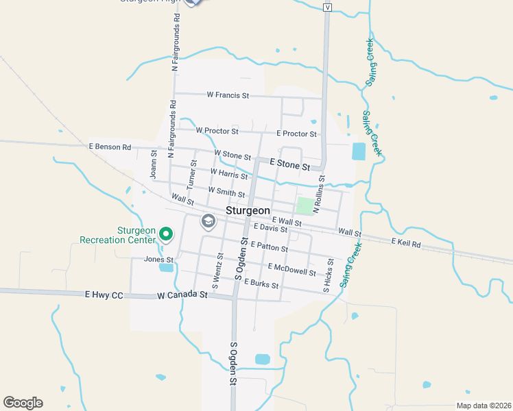 map of restaurants, bars, coffee shops, grocery stores, and more near 108 North Ogden Street in Sturgeon