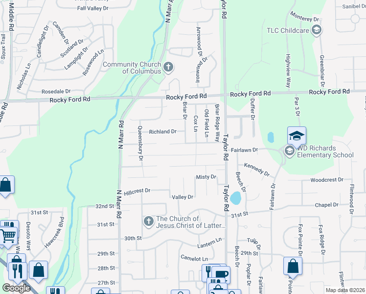 map of restaurants, bars, coffee shops, grocery stores, and more near 3717 Bonaventure Court in Columbus