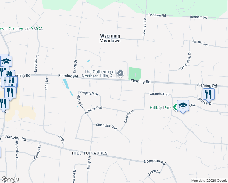 map of restaurants, bars, coffee shops, grocery stores, and more near 463 Flemridge Court in Cincinnati