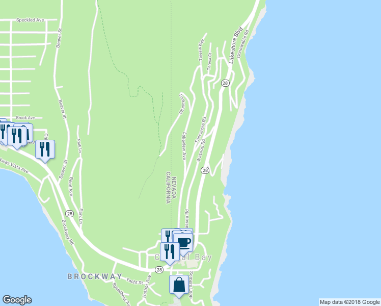 map of restaurants, bars, coffee shops, grocery stores, and more near 355 Tuscarora Road in Incline Village