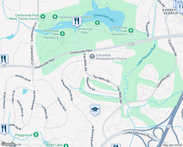 map of restaurants, bars, coffee shops, grocery stores, and more near 5001 Still Corners in Columbia