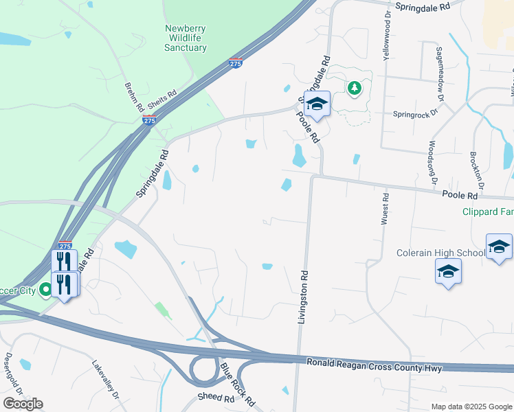 map of restaurants, bars, coffee shops, grocery stores, and more near 8855 Livingston Road in Cincinnati