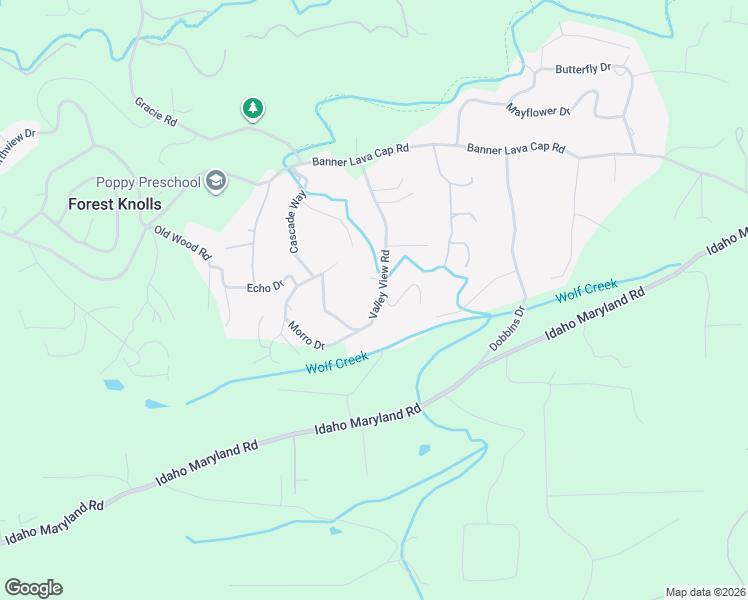 map of restaurants, bars, coffee shops, grocery stores, and more near 12456 Valley View Road in Nevada City
