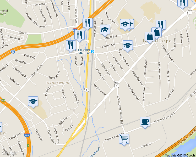 map of restaurants, bars, coffee shops, grocery stores, and more near 4628 Magnolia Avenue in Halethorpe