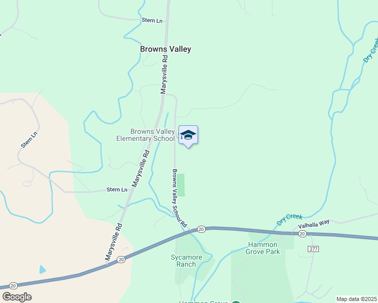 map of restaurants, bars, coffee shops, grocery stores, and more near 9555 Browns Valley School Road in Browns Valley