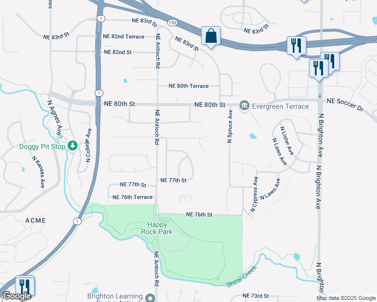map of restaurants, bars, coffee shops, grocery stores, and more near 7737 North Norton Avenue in Kansas City