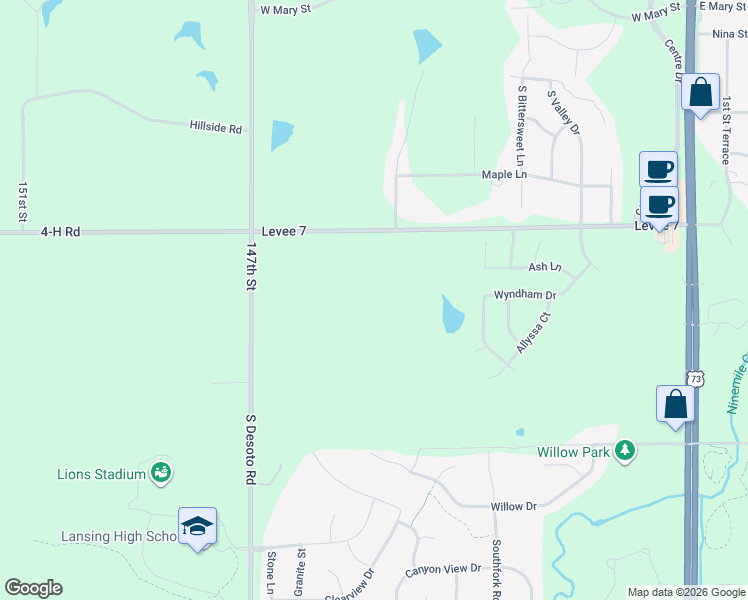 map of restaurants, bars, coffee shops, grocery stores, and more near 811 4-H Road in Lansing