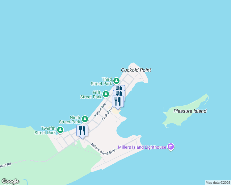 map of restaurants, bars, coffee shops, grocery stores, and more near 2809 4th Street in Edgemere