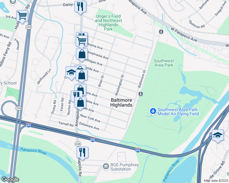 map of restaurants, bars, coffee shops, grocery stores, and more near 2924 Georgia Avenue in Halethorpe