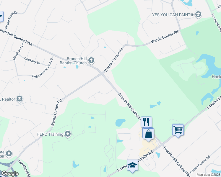 map of restaurants, bars, coffee shops, grocery stores, and more near 732 Harper Lane in Loveland