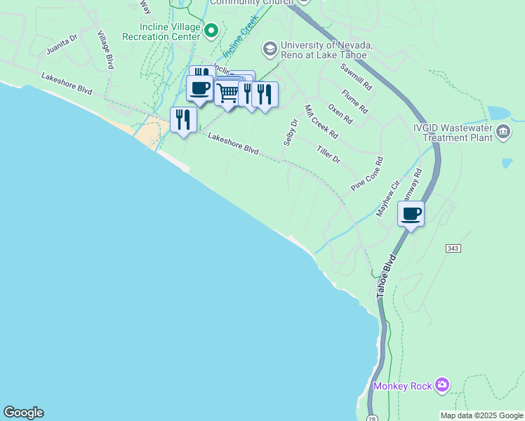 map of restaurants, bars, coffee shops, grocery stores, and more near in Incline Village