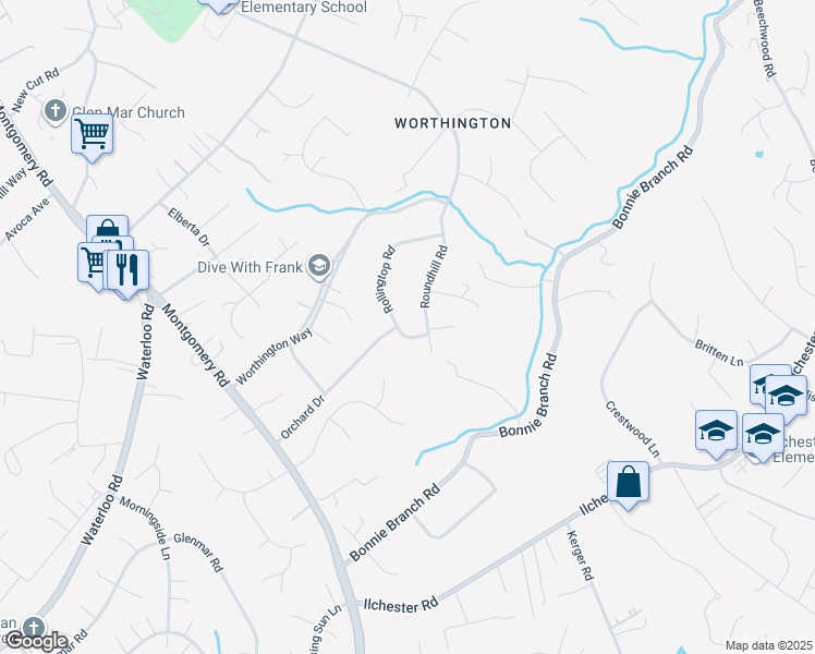 map of restaurants, bars, coffee shops, grocery stores, and more near 4901 Rollingtop Road in Ellicott City