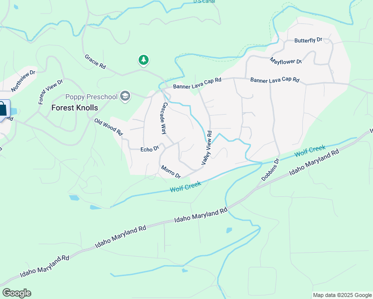 map of restaurants, bars, coffee shops, grocery stores, and more near 12450 Hillcrest Drive in Nevada City