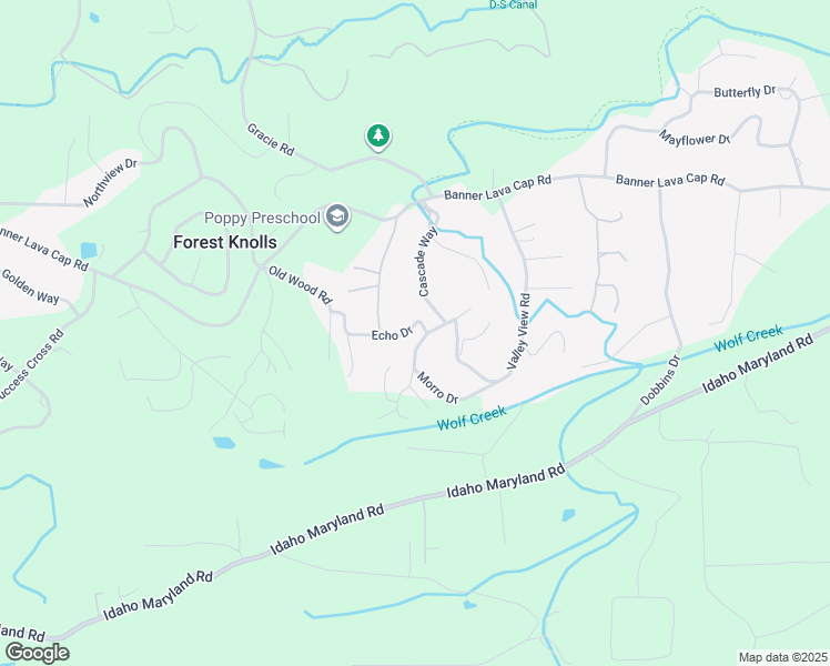 map of restaurants, bars, coffee shops, grocery stores, and more near 12479 Echo Drive in Nevada City