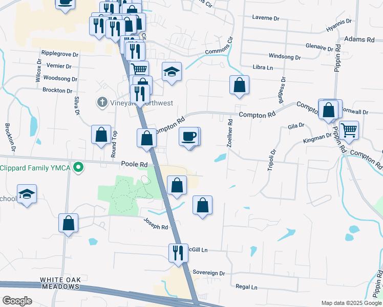 map of restaurants, bars, coffee shops, grocery stores, and more near 9040 Colerain Avenue in Cincinnati