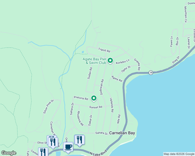 map of restaurants, bars, coffee shops, grocery stores, and more near 5812 Victoria Road in Carnelian Bay