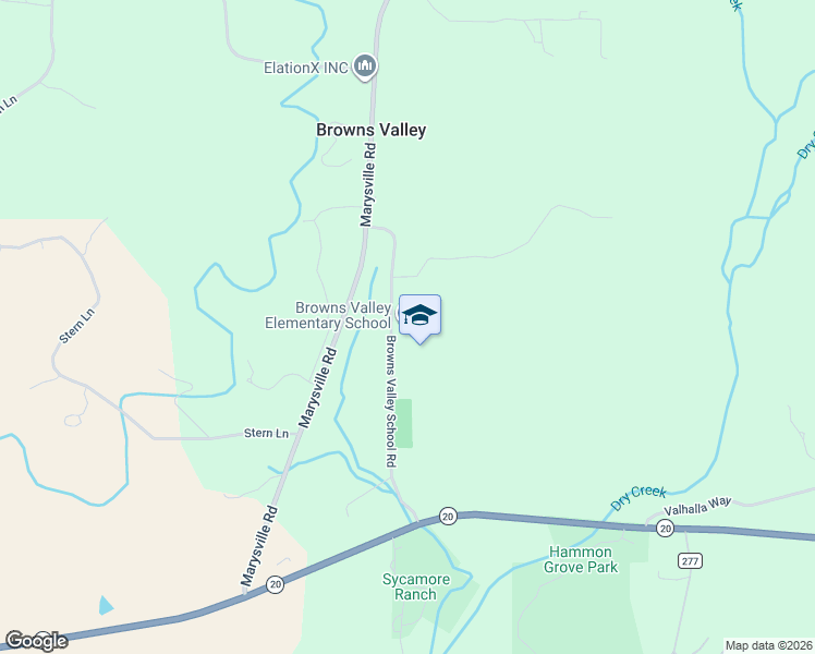 map of restaurants, bars, coffee shops, grocery stores, and more near 9555 Browns Valley School Road in Browns Valley