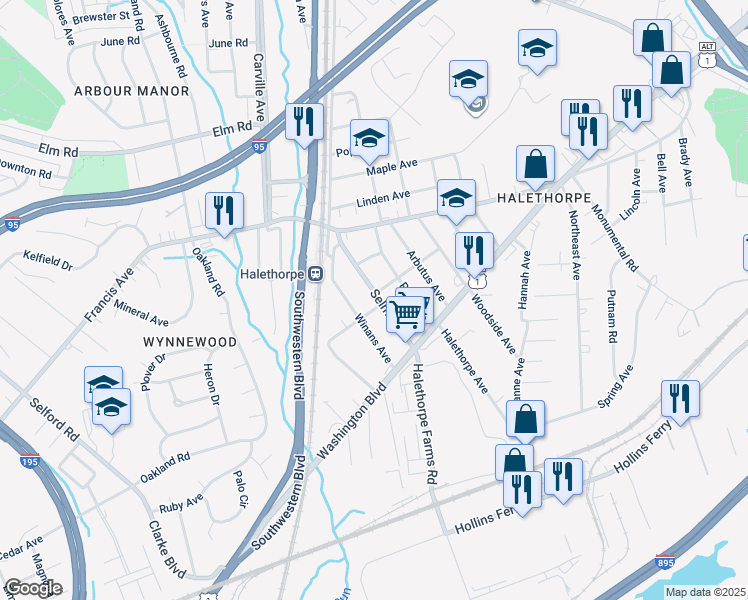 map of restaurants, bars, coffee shops, grocery stores, and more near 1728 Selma Avenue in Baltimore County