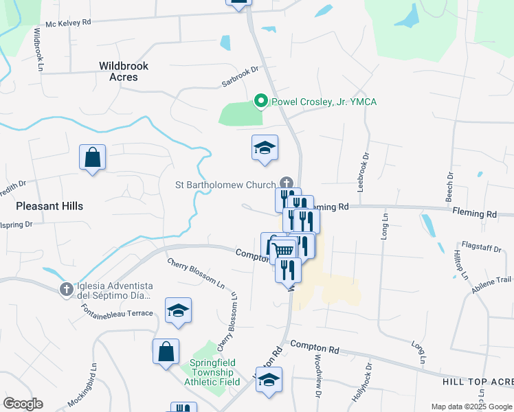 map of restaurants, bars, coffee shops, grocery stores, and more near 766 Fleming Road in Cincinnati