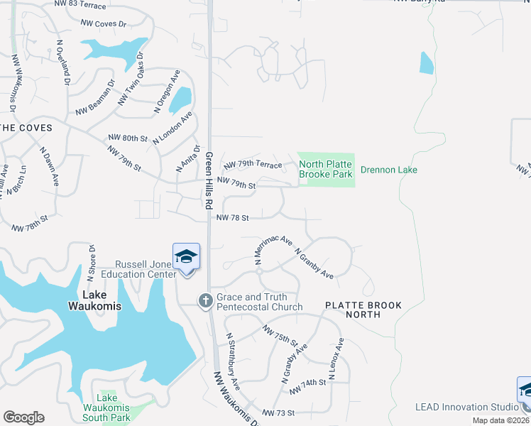 map of restaurants, bars, coffee shops, grocery stores, and more near 7811 North Merrimac Court in Kansas City