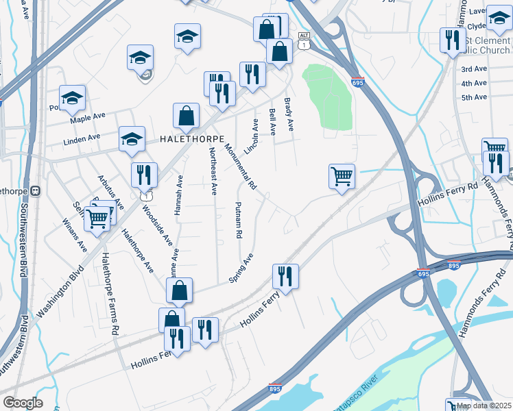 map of restaurants, bars, coffee shops, grocery stores, and more near 101 Independence Avenue Southeast in Washington