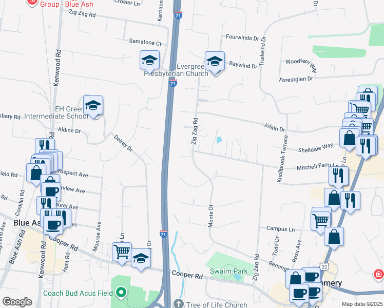 map of restaurants, bars, coffee shops, grocery stores, and more near in Montgomery