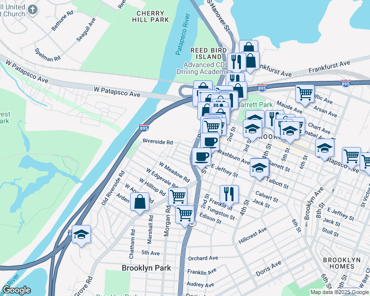 map of restaurants, bars, coffee shops, grocery stores, and more near 41 West Talbott Street in Baltimore