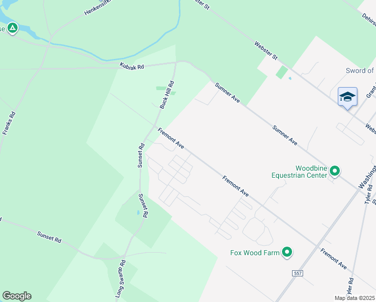 map of restaurants, bars, coffee shops, grocery stores, and more near 33 Fremont Avenue in Woodbine