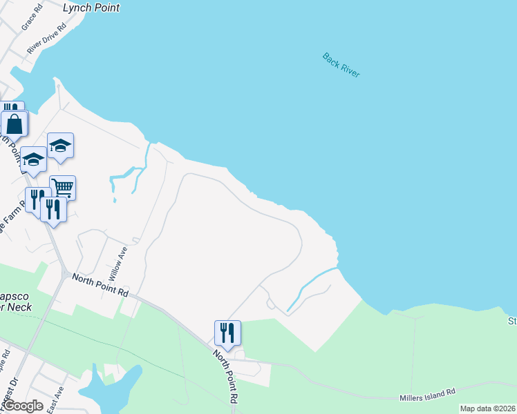 map of restaurants, bars, coffee shops, grocery stores, and more near 3100 Shaws Parkway in Baltimore