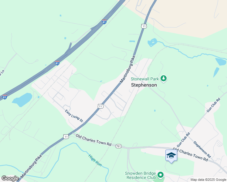 map of restaurants, bars, coffee shops, grocery stores, and more near 2657 Martinsburg Pike in Stephenson