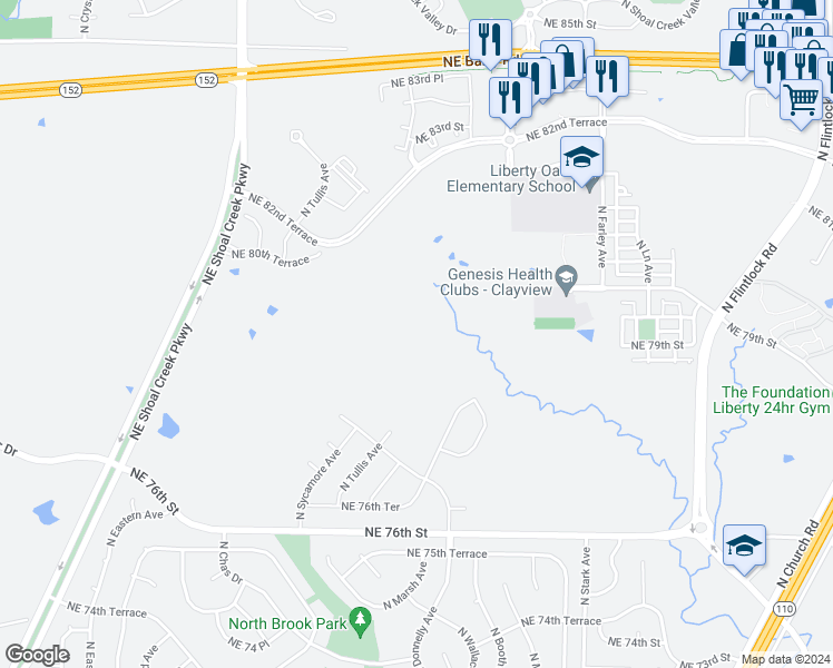 map of restaurants, bars, coffee shops, grocery stores, and more near  in Kansas City