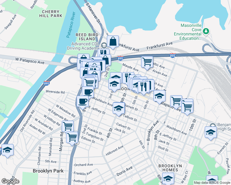 map of restaurants, bars, coffee shops, grocery stores, and more near 300 Pontiac Avenue in Baltimore