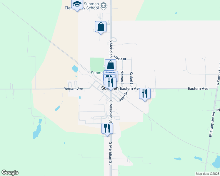 map of restaurants, bars, coffee shops, grocery stores, and more near in Sunman