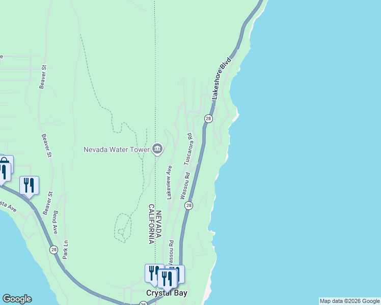 map of restaurants, bars, coffee shops, grocery stores, and more near 355 Tuscarora Road in Incline Village