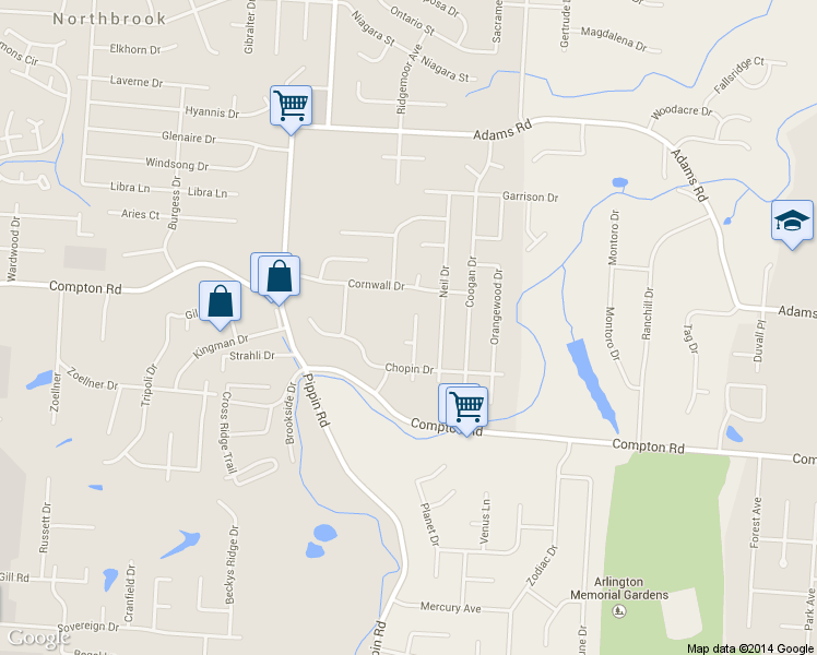 map of restaurants, bars, coffee shops, grocery stores, and more near 9145 Trinidad Drive in Cincinnati