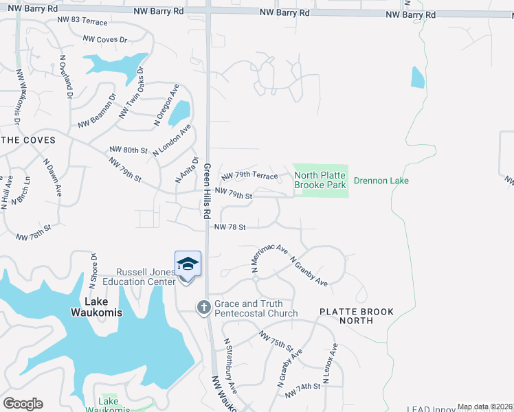 map of restaurants, bars, coffee shops, grocery stores, and more near 7811 North Merrimac Court in Kansas City