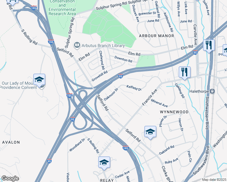 map of restaurants, bars, coffee shops, grocery stores, and more near 17 Lanhill Court in Halethorpe
